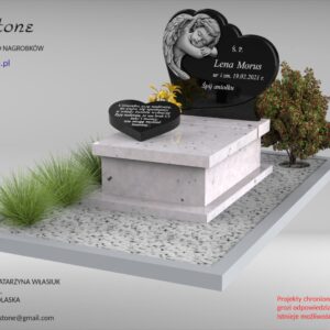 Biały nagrobek dla dziecka z aniołkiem