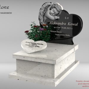biały nagrobek dziecięcy serce z nagrobkiem