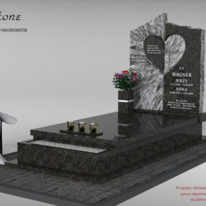 Nagrobek granitowy rzeźba serce