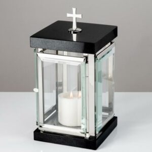 Lampion ze stali nierdzewnej z granitem