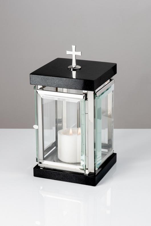 Lampion ze stali nierdzewnej z granitem