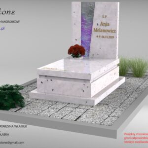 nagrobek dziecięcy z różowym szkłem