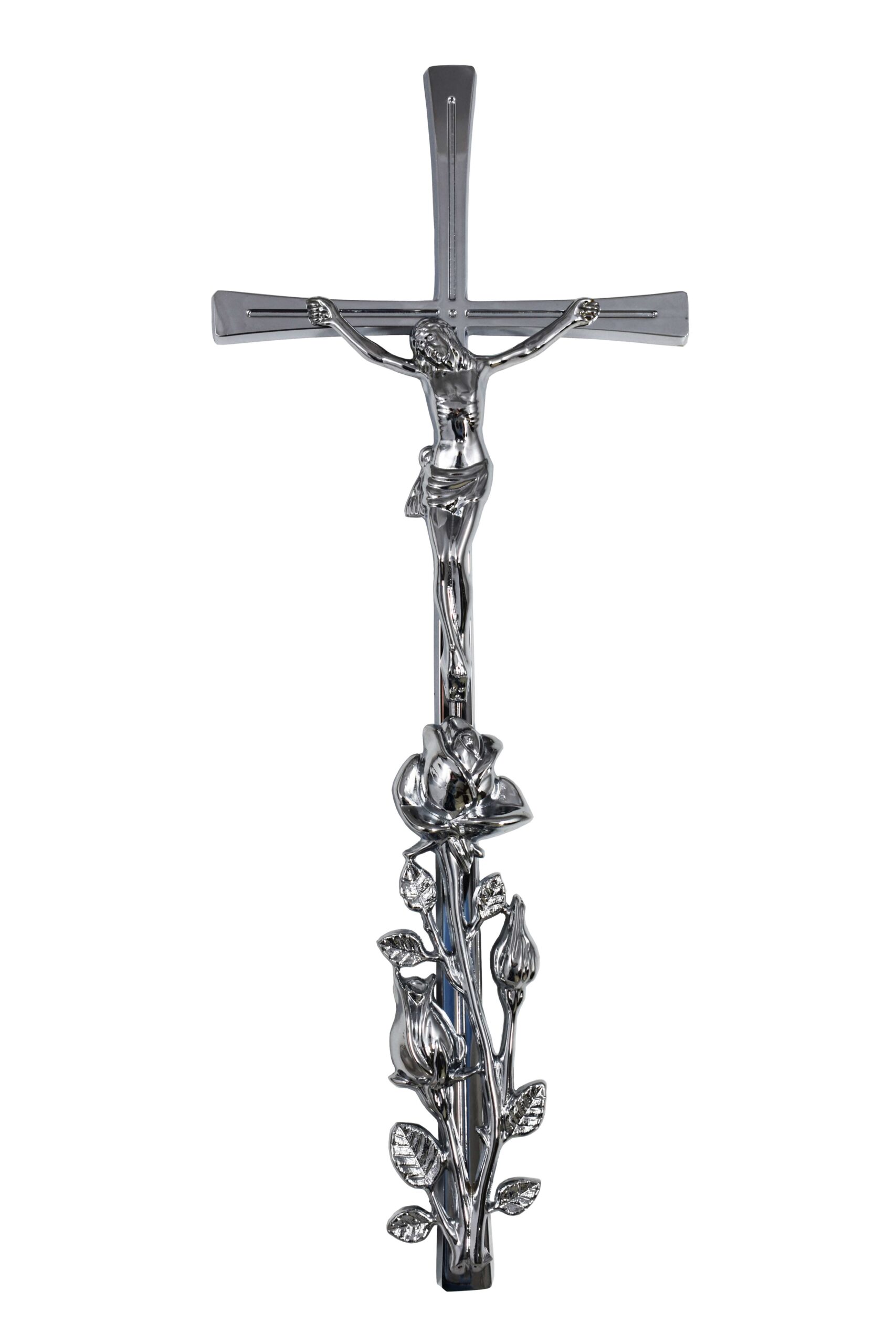 krzyż srebrny z róża