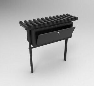 Ławka cmentarna z dużą skrzynką