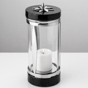 Lampion ze stali nierdzewnej i granitu okrągły