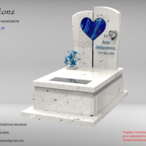 Nagrobek dziecięcy z sercem szklanym