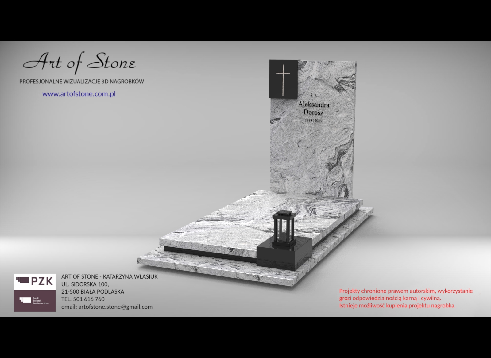 Nagrobek granitowy biały