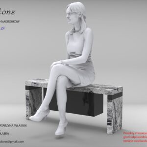 Ławka cmentarna granitowa ze skrzynką