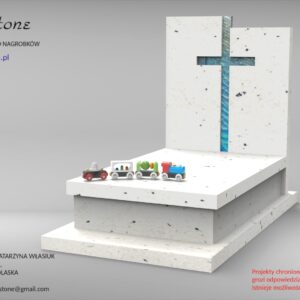 nagrobek z krzyżem ze szkła