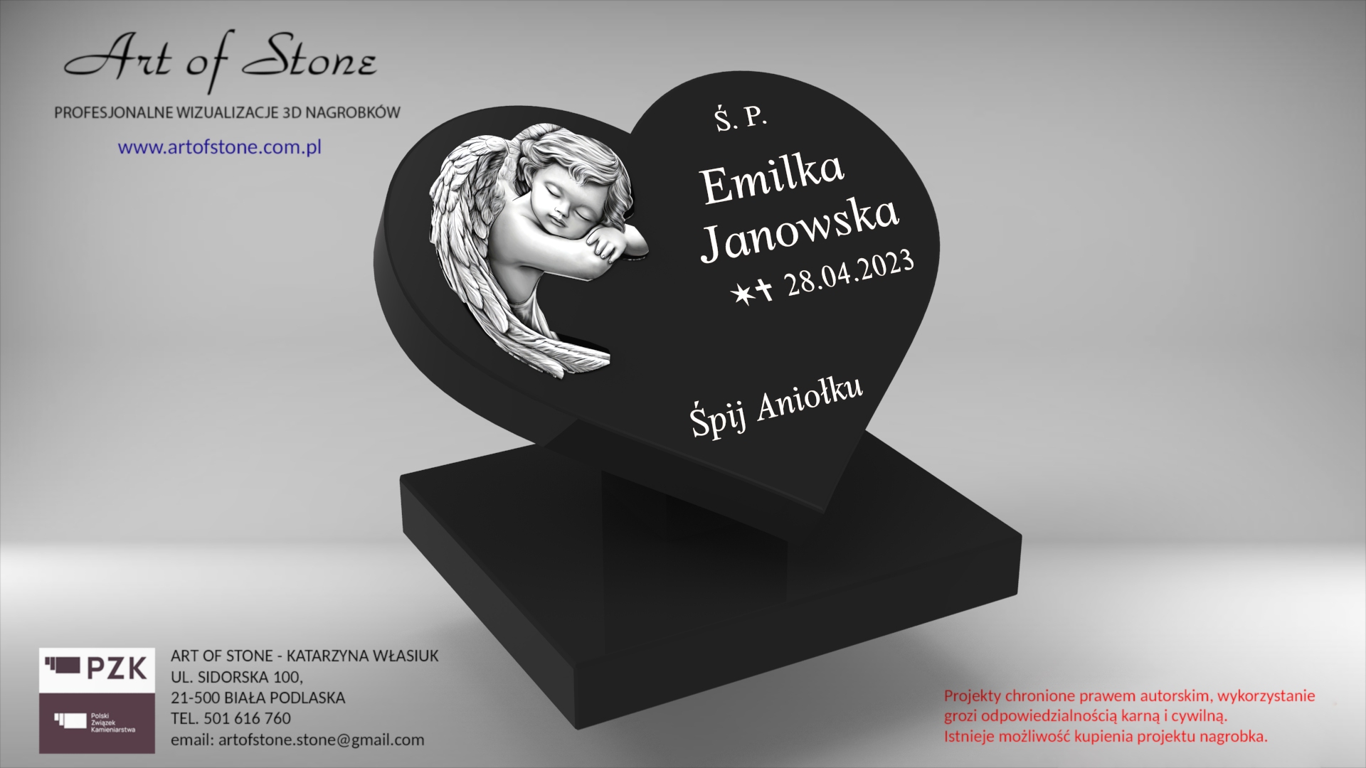 dopiska nagrobna na sercu