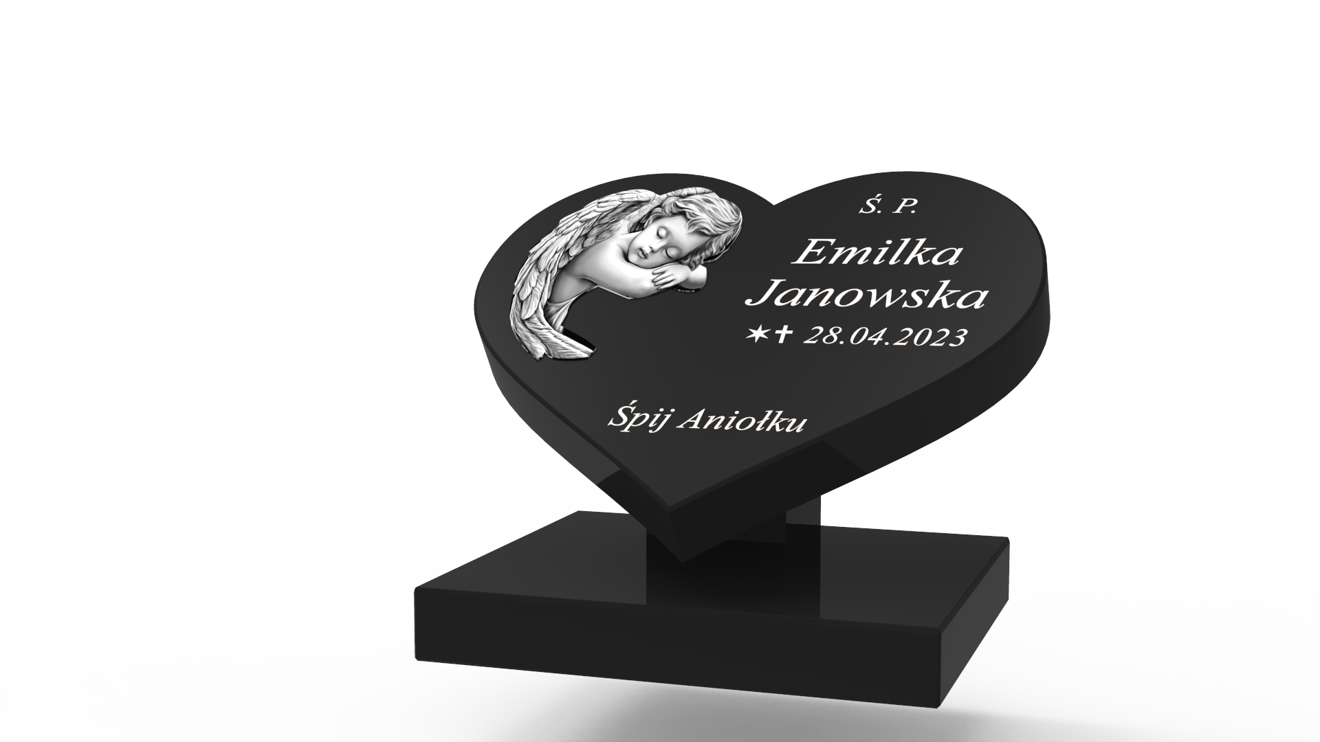 Serce granitowe na podstawce